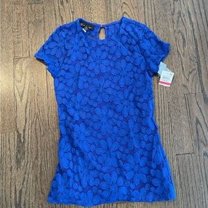 Inc floral lace blue top in extra small